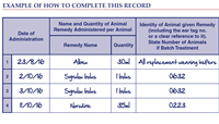 6 Animal Remedy Usage Record (Blank Template)